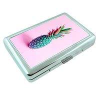 Pineapple Em3 Hip Silver Cigarette Case Id Holder Metal Wallet 4" X 2.75" RFID Protection