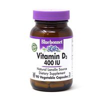 Bluebonnet Nutrition Vitamin D3 400 IU Vegetable Capsule, Aids in Muscle and Skeletal Growth, Cholecalciferol from Lanolin, D3, Non GMO, Gluten Free, Soy Free, Milk Free, Kosher, 90 Vegetable Capsule