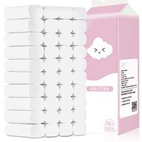 (In Stock)10 Rolls Toilet Paper 4-Ply Thickened Sheets No Fluorescent Soft Strong Bathroom Kitchen Toilet Tissue Paper Flushable