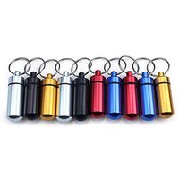 Ewinever 10-Pack Waterproof Aluminum Pill Box Case Bottle Holder Container with Keychain Multi Colors