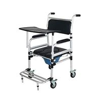 Elderly Toilet Chair,Pulley Dining Plate Bathroom Bath Chair Height Adjustable Folding with Leather Cushion with