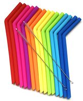 15 FITS All TUMBLERS STRAWS - Reusable Silicone Straws for 30 and 20 oz Yeti - Flexible Easy to Clean + 2 Cleaning Brushes - BPA Free, No Rubber Taste Drinking - Best Value for Money Pack