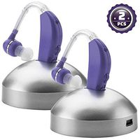 Digital Hearing Aid Amplifier Set - High Quality Rechargeable Behind The Ear Personal Sound Amplification Device - for Adults and Seniors with All-Day Battery Life, (Pair, Purple)