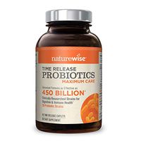 NatureWise Max Probiotics for Men & Women | Time-Release Caplets Comparable to 450 Billion CFU with 30 Strains, WiseBiotics Technology, Shelf Stable, & Acid Resistant [1 Month Supply - 40 Caplets]