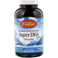 Carlson - Super DHA Gems, 500 mg DHA Supplements, 640 mg Fatty Acids, Wild-Caught Norwegian Arctic Omega 3 Fish Oil Supplement, Sustainably Sourced Fish Oil Capsules, 180 Softgels