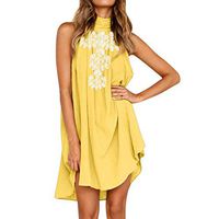 Women's Halter Mini Dresses, Clearance Sale! Ladies Summer Casual Loose Sleeveless Solid Vintage Beach Dress