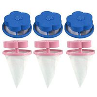 OUBAO Filter Net Pouch Mesh Bag Flower TypeReusable Washing Machine Floating Lint Mesh Portable Washer Lint Catcher Hair Filter Net Pouch Lint Trap for Household Tool (3 Pink + 3 Blue)