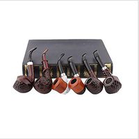 QFQ Handmade Detachable and Convenient Resin Curved Handle Pipe 6 Pieces Gift Box Father's Day Gift Souvenir for Both Men and Women (Color : 4)