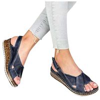 Clearence Women Wedge Buckle Sandals Hollow Out Shoes Casual Sandals 2020 Ladies Summer Shoes Comfortable Flats Shoes (Black, US:9)