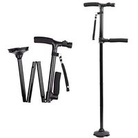 Portable Crutches Folding Telescopic Stick with LED Lights Adjustable Four-Foot Assisted Crutches for The Elderly Anti-Fall Comfort Handles