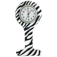 Boolavard TM Nurses Fashion Coloured Patterned Silicon Rubber Fob Watches - Zebra