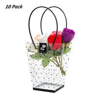 Clear Flower Bouquet Bags with Handle, Transparent Gift Florist Packaging Wrap Party Favor Goody Clothing Candy Treat Bags for Weddings, Birthdays, Bridal Baby Shower, Housewarming Dinner Totes