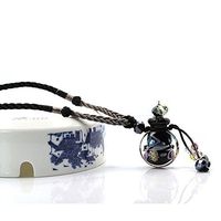 Coolrunner Crystal Aromatherapy Essential Oil Diffuser Necklace Glazed Glass Pendant Locket Jewelry Gift (Black)