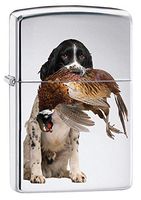 Zippo Lighter: Springer Spaniel Hunting Dog - High Polish Chrome 79755