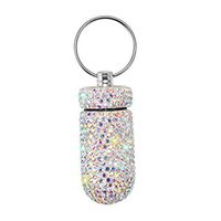 Portable Pill Case Pill Container Waterproof Pill Holder with Keychain Bling Pill Box Medicine Dispenser Bottle Storage for Outdoor Camping Travel (AB Color)