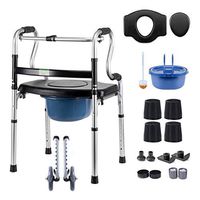 Folding Walking Aids Medical Walking Mobility Aid with Soft Board and Toilet Chair for Elderly Handicap Seniors, Fracture Disabled, Max 180 Kg