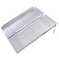 3FT Portable Folding Threshold Mobility Wheelchair Ramp Scooter Sturdy Anti-Corrosive Aluminum Alloy Construction Non-Slip Safety Surface Water-Proof Multipurpose Indoor Outdoor Use Folds Up Easily