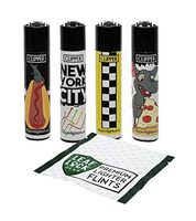 Bundle - 5 Items - Clipper Lighter"NYC" Collection with Leaf Lock Gear Premium Flints