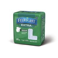 Medline FitRight Extra Adult Briefs with Tabs, Moderate Absorbency, Large, 48"-58", 4 packs of 20 (80 total)