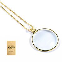 PROW® Golden 1-3/4 Inch Optical 5X Pendant Necklace Magnifier Magnifying Glass Loupe for Reading Fine Print, Zooming, Increase Vision and Jewelry Inspection