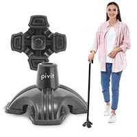Pivit 4 Point Cane Tip | Quad Rubber Replacement Foot Pad for Walking Canes | Stable Four Point, Self Standing Quadruple Tripod Stand for Cane | Universal Four Leg Attachment for Walking (Black)