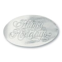 Happy Holidays Embossed Oval Foil Seals, 30 Count (Silver)