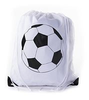 Soccer Party Favors | Soccer Drawstring Backpacks for Birthday Parties, Team events, and much more! - White CA2500SOCCER S1