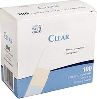 Clear Bandages. Pack of 100 Adhesive Bandages 1" x 3" for Wound Protection. Sterile Bandages with Non-Adherent pad. Single use & Latex-Free. Easy to Apply.