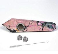 JYH-U Natural Rose Portable Pipe, Six Prismatic Handheld Tube, Pink Peach Lady Pipe