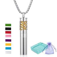 LURICO Diffuser Necklace, Essential Oil Container Pendant Necklace 316L Stainless Steel Aromatherapy Locket Anxiety Whistle Necklace Gift for Men/Women