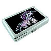 Day Of The Dead Pony Em1 Hip Silver Cigarette Case Id Holder Metal Wallet 4" X 2.75" RFID Protection
