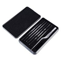 Iumer 7 Pcs Earwax Remover Kit Stainless Steel Ear Pick Spoon Ear Cleaning Tool Srorage Box,Outer Black Carton 7 Piece Set