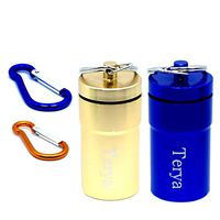 Waterproof Pill Case Pill Holders Keychain Pill Container Terya Pill Dispenser Metal Box Pill Dispenser (2.5 in) (Golden & Blue)