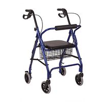 HealthSmart Rollator Walker, Adjustable Handle Height Folding Walker, Light Weight Aluminum Walker With Basket, Cushioned Seat and Padded Backrest, 23 x 24 x 30.5 Inches, Royal Blue
