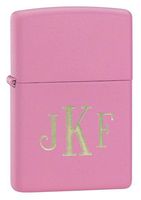 Personalized Zippo Pink Matte Lighter with Free Roman Monogram