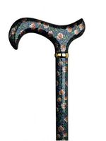 Walking Cane Trumpet Vine. This walking stick cane has an elegant floral print derby handle with matching print high gloss hardwood shaft. Weight capacity 250 lbs and 36" long