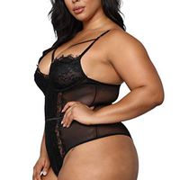 SUIKI Women's Sexy Lingeries Plus Size Sleepwear Bodysuit Yarn One-Piece Garment Underwear Nightwear Nightgown Pajamas
