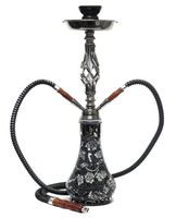GStar Hookah 18" Deluxe 2 Hose Hookah Complete Set - Floral Mosaic Tile Glass Vase - Pick Your Color (Raven Black Rose)