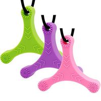 Ausbay Sensory Chew Necklace for Girls(3 Pack), Funny Silicone Fidget Spinner Shaped Pendant , Oral Motor Therapy Tool Provides Sensory Motor Aid, Fidgeting and ADHD Support(Pink/Green/Purple)