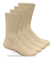 Carolina Ultimate Mens Non-Binding Diabetic Seamless Rib Crew Dress Socks 4 Pair Pack (Shoe Size: 4-9 / Sock Size: 9-11, Khaki)