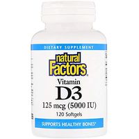Natural Factors - Vitamin D3 5000 IU, Supports Healthy Bones, 120 Soft Gels
