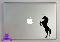 Overly Attached Decals Rearing Unicorn Vinyl Decal Sized To Fit A 15" Laptop - Black