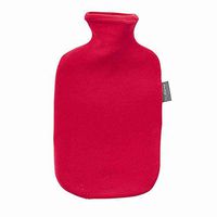 Fashy Hot Water Bottle with Fleece Cover Cranberry - Made in Germany