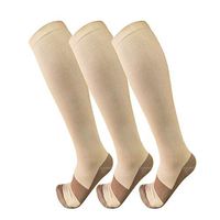 Copper Compression Socks for Men & Women(3 Pairs),15-20mmHg is Best Stockings for Running,Nurses,Athletic,Medical,Pregnancy,Travel-Boost Performance, Blood Circulation & Recovery(Nude,Small/Medium)