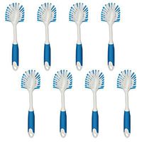 PHYEX 8-Pack Kitchen Diffusion Type Scrub Brush for Cleaning Dishes Pots Pan Sink and Bathroom with Comfortable Long Handle