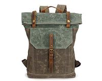 Canvas Business Laptop Backpack,School College Bookbag Waterproof (green)