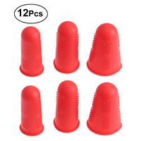 ULTNICE 12Pcs Silicone Finger Tips Protective Fingertips Gloves Cots Nail Protector Red