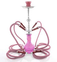 4 hose 20" Pink Hookah shisha nargila bar smoking pipe glass water Vase pipes
