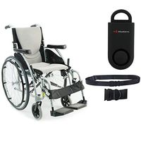 Karman S-Ergo 115 Ultra Lightweight Ergonomic Wheelchair | Seat Size 20" X 17" | Swing Away Footrest | Fixed Wheels in Silver & Free 130 dB Black Safety Alarm! + Black Belt!