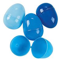 Fun Express - Blue Plastic Eggs (144pc) for Easter - Party Supplies - Containers & Boxes - Plastic Containers - Easter - 144 Pieces